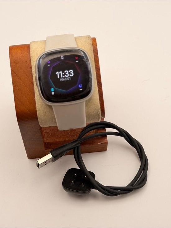 Other - Fitbit Sense 2, Tested, Silver/white, Good, New Band, Charger Included,